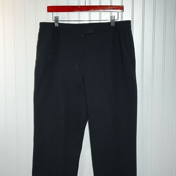 Liz Claiborne Suits Flat Front Pants Women’s 12 Black Lined Classic Slit Pocket - Picture 2 of 9